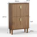 Shoe Storage Cabinet with 2 Flip Drawers, 23.6"(W) Freestanding Shoe Organizer with Metal Handles for Entryway, Narrow Shoe Rack Cabinet