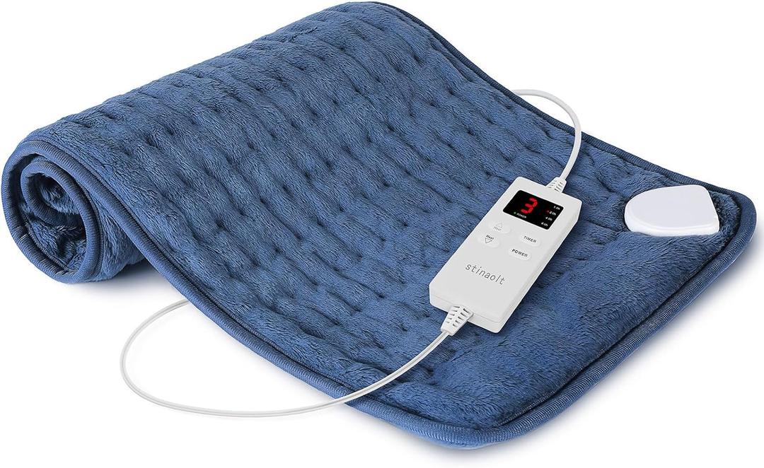 Heating Pad for Back, Heating Pad for Period Cramps with 6 Heat Settings & Timer, Portable Electric Heating Pads for Neck and Shoulders, Space Blue