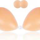 Niidor Sticky Bra Backless Invisible Stick on Bra Push up Strapless Women's Adhesive Bras Ladies Invisible Bras (Dark Creme)