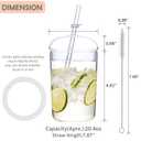 WHJY Glass Tumbler with Lid and Straw, Clear Travel Smoothie Cup, 16oz Heat Resistant Glass Drinking Cup with Lid and Straw - 2 Packs