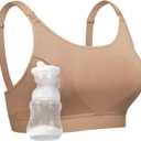Momcozy Hands Free Pumping Bra, Adjustable Breast-Pumps Holding and Nursing Bra, Pumping & Nursing Bra in One (X-Large, Mocha)