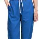 Eadflie Scrubs for Women Set - with Sleeveless Stand-Up Collar Scrub Top & Jogger Scrub Pants, 8-Pocket Design, XL, Blue