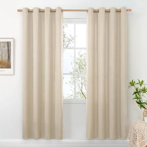 BGment Oatmeal Linen Curtains for Living Room 78 Inch Length 2 Panels Set, Country Rustic Window Drapes Textured Light Filtering for Bedroom Laundry Privacy, Each 52 Inch Wide