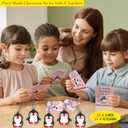 Valentines Day Gifts for Kids Classroom Penguins Keychain, Funny Keyrings with Cards for School Exchange, 24 Sets