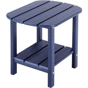 LZRS Double Adirondack Side Table, Outdoor Side Tables, End Tables for Patio, Backyard,Pool, Indoor Companion, Easy Maintenance & Weather Resistant (Navy Blue)