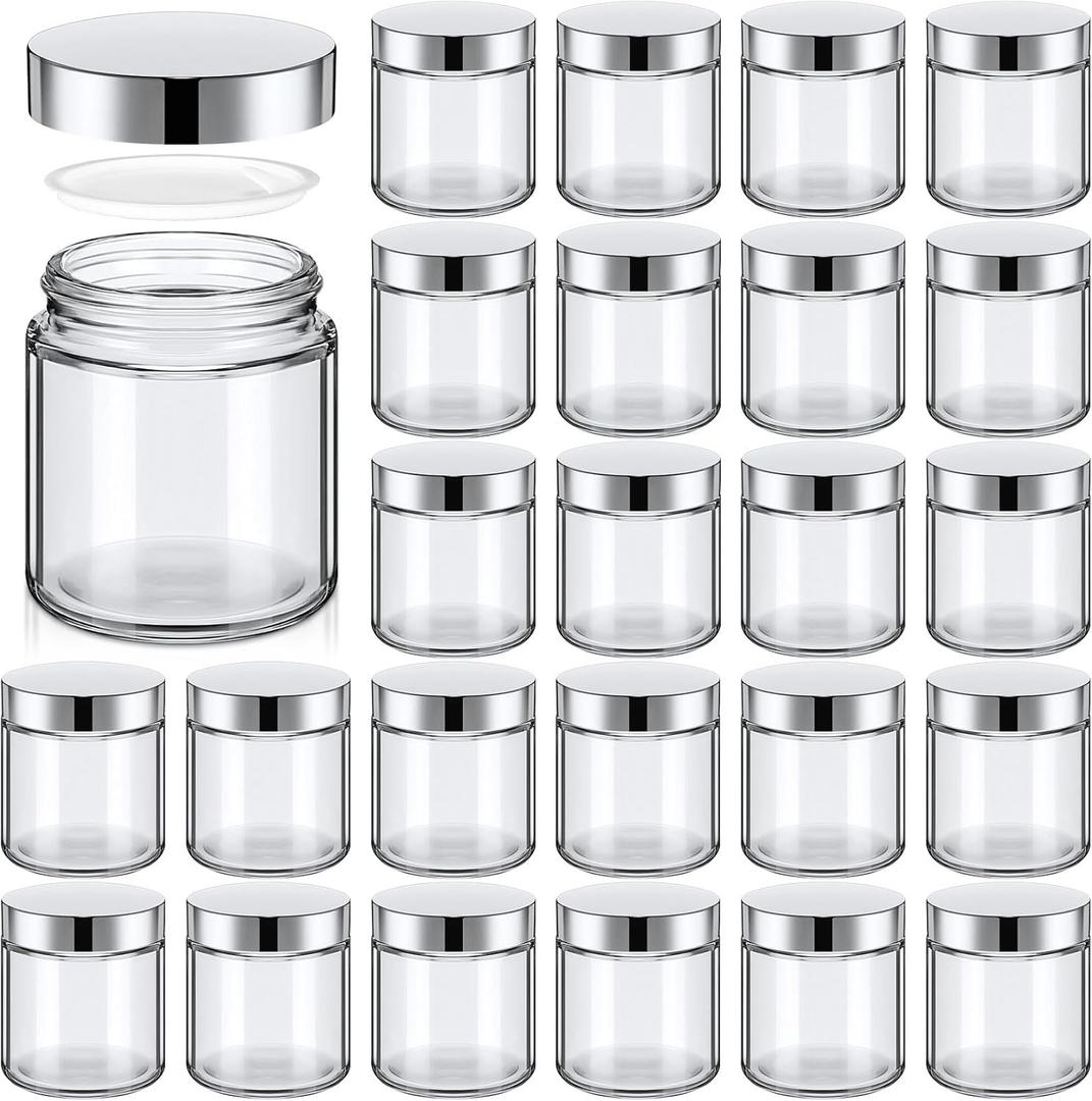 Tioncy 12 Pcs 4oz Empty Cosmetic Container Glass Candles Jars with Rose Gold Lids 100ml Round Small Candle Making Mason Canning Jar for Sample Powder Liquid Camping Travel Storage(Clear)