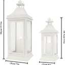 JHY DESIGN Set of 2 19.5''&13''Tall Vintage Candle Lanterns Outdoor Hanging Tower Lantern Metal Candle Holder for Garden Living Room Indoor Outdoor Parties Weddings Balcony Patio