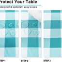 Hiasan 60 x 120 Inch Checkered Tablecloth Rectangle - Waterproof, Wrinkle Resistant and Washable Gingham Table Cloth for Outdoor Picnic, Kitchen and Holiday Dinner, Turquoise and White