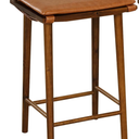 Rustic Bar Stools Set of 1, 25.5-inch Height Backless Stool with Footrest, Removable PU Leather Cushion, Rubber and Acacia Wood Frame, Counter Dining Chairs for Kitchen Island Pub Cafe, Brown