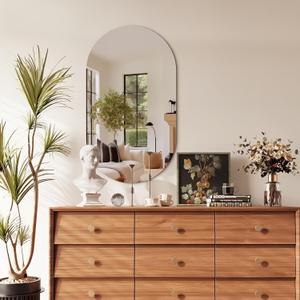 40" x 24" Frameless Mirror Wall Mirror, Modern Oval Bathroom Mirror with Polished Edge, Hang Horizontally or Vertically, for Bedroom Bathroom Livingroom Gym Entryway and More