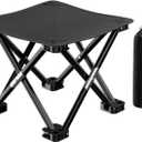 Portable Folding Camping Stool, Outdoor Camping Lightweight Small Chair for Gardening Fishing BBQ Hiking and Beach, Stool Seat with Carry Bag(Black), 33 cm x 33 cm x 33 cm