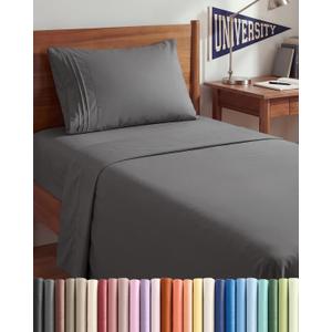 Twin XL Size 3 Piece Sheet Set - Comfy Breathable & Cooling Sheets - Hotel Luxury Bed Sheets for Women & Men - Deep Pockets, Easy-Fit, Soft and Wrinkle Free Sheets - Dark Grey Oeko-Tex Bed Sheet Set