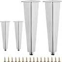 9 7/8 inch Brushed Chrome Aluminum Furniture Legs Set of 4, Adjustable Metal Dresser feet Made of Aluminum Alloy (Chrome)