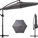 Shintenchi Patio Offset Umbrella With Easy Tilt Adjustment, Crank and Cross Base, Outdoor Cantilever Hanging Sunshade Canopy, Dark Gray
