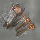Copper Stainless Steel Measuring Cups and Spoons Set,8 Piece Measuring Cup Set with Wooden Handle and Metric and US Measurements，Copper Polished Finish，for Cooking and Baking in The Kitchen