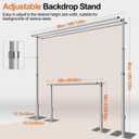 10x10ft Three Crossbar Heavy Duty Backdrop Stand for Wedding | Adjustable Pipe and Drape BackDrop Frame with Foldable Metal Base, 4 Side Crossbars Hang for Photo Party Decoration - Sliver