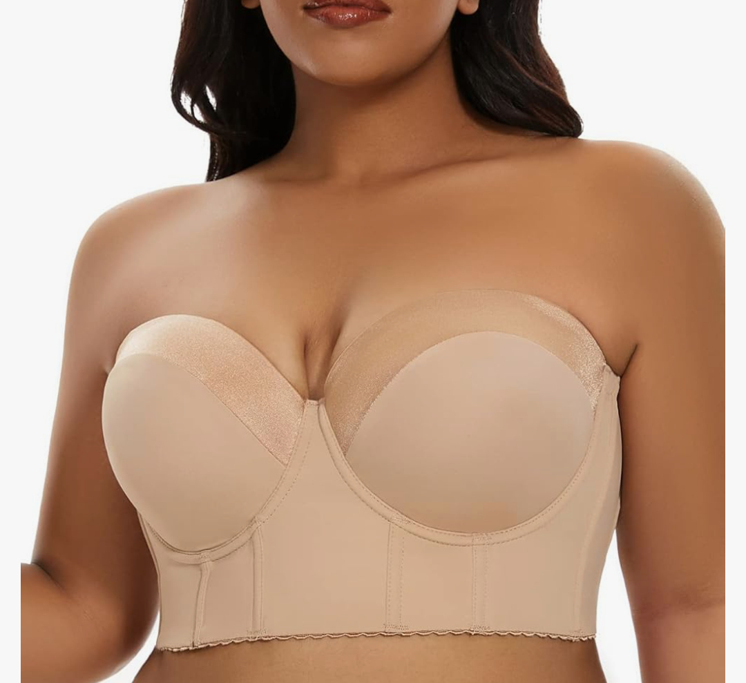 SEA BBOT Women Longline Strapless Bra Full Coverage Corset Bra Hide Back Fat, Size 34D