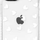 NITITOP Compatible with iPhone 13 Mini Case Cute Clear for Women Girls White Love Heart Pattern Ultra Slim with Bumper Protector Soft TPU Anti-Yellow Protective Cover - White Heart
