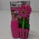 Vigar Flower Power Kitchen Soap Dispenser Set, Dish Soap Dispenser with Sponge Caddy and Dish Brush, Perfect Kitchen Sink Caddy, Pink, Green