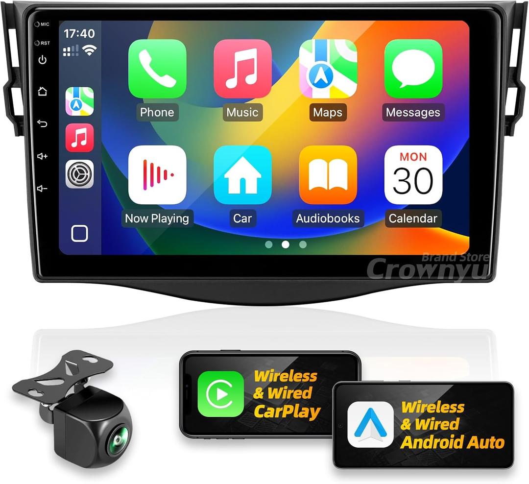 for Toyota RAV4 2006-2012 Radio Compatible with Wirelessly Carplay Android Auto Upgrade Android Car Stereo Bluetooth Navigation Touchscreen GPS FM Multimedia Player Backup Camera Head Unit