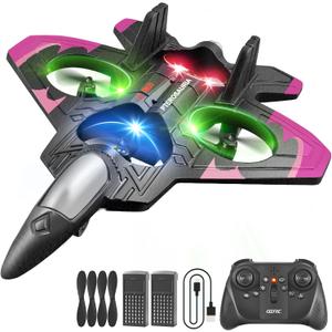 4DRC V32 Foam RC Planes Remote Control Airplanes for Girls Boys Adults, RC Drone Airplane Helicopter Fighter Jet with Light, Fighter Jet Toys, Airplane Toy Gifts for Kids Adults Beginners (V32-pink 2batteries)