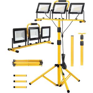 21000 lumens LED Work Light, IP66 Waterproof Portable Work Light, with Tripod, 16.4-Foot (About 5 Meters) Wire; Suitable for Outdoor and Indoor Workshop, Garage, and Construction site Lighting