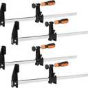 4-Pack 18 inch Long Bar Clamps, Heavy Duty, Force 600 Lbs, Adjustable and Quick Release, Woodworking Clamps, Throat Depth 2.5 inch with Plastic Handle