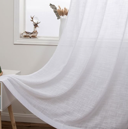 Tulle Curtains 2 Panels,2 x 52W x 72H,Curtains for Living Room White Solid Color Window Curtain Grommets