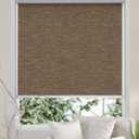 Persilux Free-Stop Cordless 100% Blackout Roller Window Shades for Home, Natural Woven Fabric UV Protection Privacy Roller Shades for Windows Blinds for Sliding Glass Doors, Bedroom, Brown 30"W x 72"H