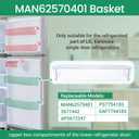 Upgraded MAN62570401 Refrigerator Door Basket Compatible with LG Door Shelf Bin LTCS20020S/00, LTCS20020W/00, LTCS20030S/00, etc, and Kenmore Basket 79568002210, 79568009210, 79578003210, etc