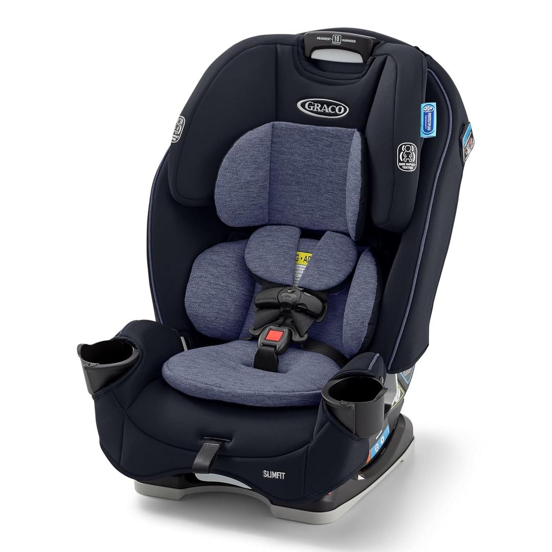 Graco Slimfit 3-in-1 Convertible Car Seat, Ultra-Space-Saving Design, Silas, Suitable for Rear and Forward-Facing, Highback Booster Seat with 10-Position Headrest, Expires 2035