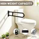 30.3 Inch Toilet Grab Bar, ROYSRHXB Black U Shaped Flip Up Safety Rails with Toilet Paper Holder, Heavy Duty Stainless Steel Bathroom Support Handle with Anti Slip Knurled Grip for Elderly Seniors