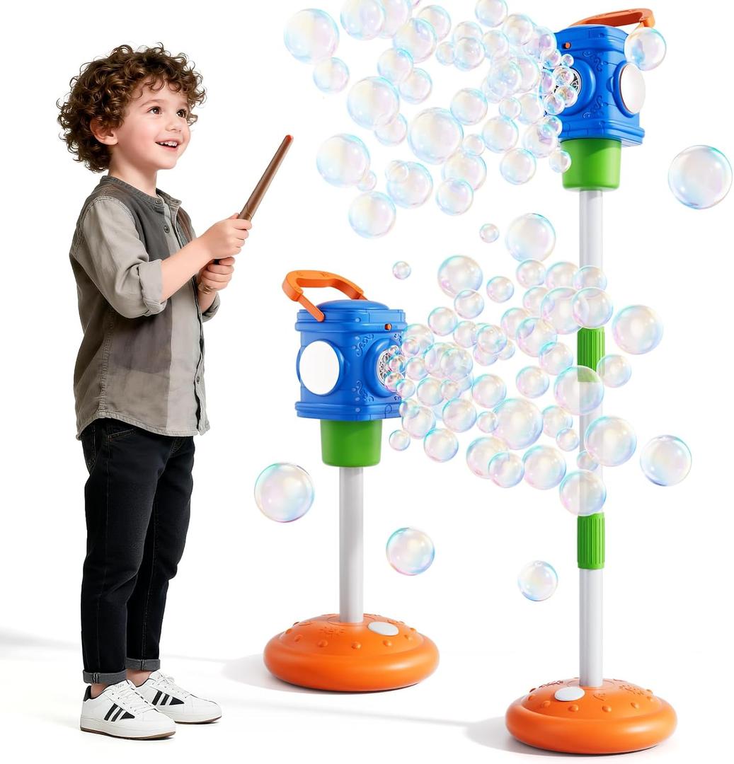 2-in-1 Remote Street Lamp Bubble Machine for Kids 3-6 4-8 Years Old Summer Outdoor Bubble Maker Toys with Lights for Boys and Girls 3 4 5 6 7 8+ Birthday GiftsParty Favors