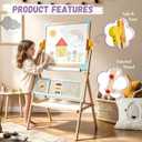Wooden Easel for Kids with Paper Roll - Magnetic Double Sided Drawing Board Whiteboard & Chalkboard Dry Easel Board Children Art Easel for 3~12 Years Kids (Blue), 67 x 45 x 106 cm