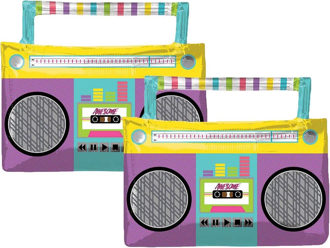 Set of 2 Awesome Party Boom Box 27" Foil Balloons by Anagram