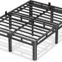NKZ 18 Inch Queen Size Metal Bed Frame & Box Spring 2 in 1 Platform with Round Corner Legs, 4000Lbs Heavy Duty, Mattress Slide Stopper, Headboard Hole, Noise-Free, Easy Assembly