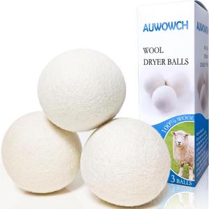 Wool Dryer Balls, 3 Count XL Dryer Lint Balls, Reusable Premium Natural Fabric Softener, Efficiently Add Essential Oils Instead of Dryer Sheets, Laundry Room Organization Essentials (Extra Large)