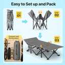 Slendor XXL Folding Camping Cot for Adults with Mattress Pillow Carry Bag, 32 inch Extra Wide Portable Sleeping Cot, 900LBS Support Outdoor Cot Bed for Office Nap Beach Travel RV, Black