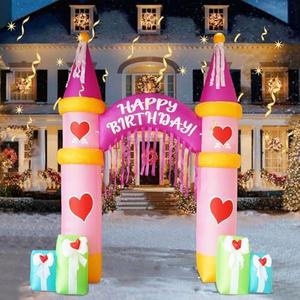 [2025 New] 10FT Birthday Inflatable Arch, Build-in LED LightsArch Blow up Outdoor Yard Decorations for Birthday Party Indoor Home Celebration Garden Lawn