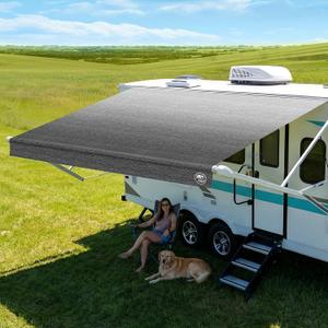 19.5oz Heavy Duty RV Awning Fabric Replacement, 5-Layer Rip-Stop No-Hole Vinyl Camper Awning, Waterproof UV-Resistant RV Canopy for Trailer & Motorhome Awning, Universal Fit, 18FT (Fabric 17'2")