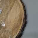 GoCraft Round Wooden Serving Platter with Tree Bark on Edges | Mango Wood Pizza Platter, Serve Board | Charcuterie Platter - 13"