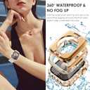 2 x Surace 2 in 1 Waterproof Bling Case Compatible for Apple Watch Series 9/8/7 41mm Screen Protector, Lace Edge Diamond Protective Bumper Face Cover for iWatch Accessories Women 41mm, Rose Gold