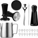51mm Espresso Tamper Kit - 22 Pcs Barista Tools Set with Espresso Press Tool, Coffee Tamper, Milk Jug, Mat, Stencil & More for Professional Coffee Making