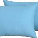 TangDepot Cotton Canvas Pillow Covers Set of 2, 12x18, Sky Blue | Color-matched zipper. Machine wash cold gentle, air dry. Swap covers to refresh any room. For sofa, bed, office, indoor.