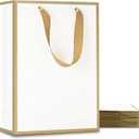 YACEYACE White Gift Bags - Medium Size, 10 Pcs, 8" x 4" x 10.5" with Gold Frame, Paper Party & Wedding Bags
