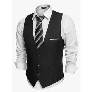 COOFANDY Men's Suit Vest Slim Fit Formal Dress Waistcoat Casual Business Vests for Suit or Tuxedo Size M