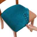 Smiry Velvet Seat Covers for Dining Room Chair Set of 6, Stretch Fit Removable Washable Chair Seat Cushion Protector Slipcovers with Ties, Teal