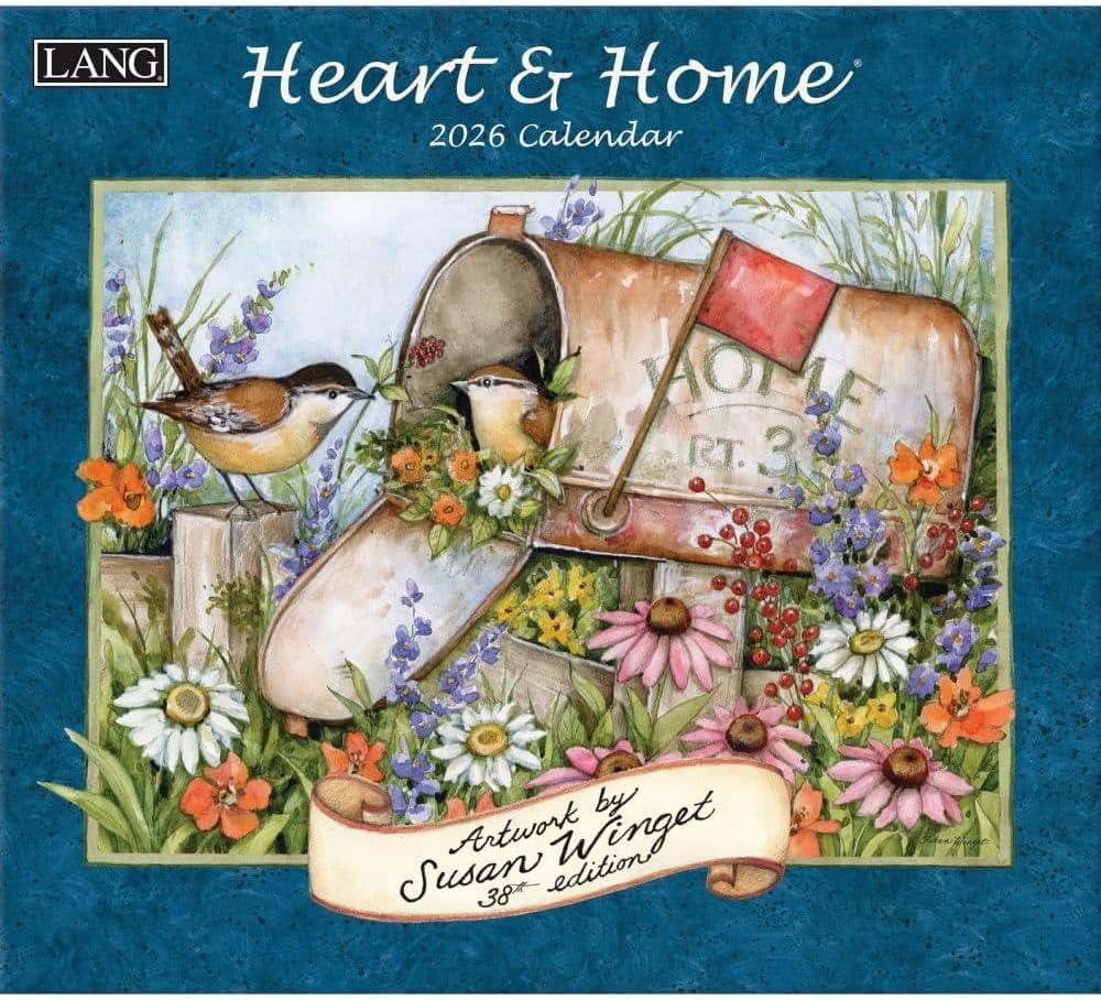 Lang Heart & Home 2026 Wall Calendar  13.4?  12?, 12-Month Calendar with Stapled Binding, Linen-Embossed Art by Susan Winget, Calm Home & Garden Imagery
