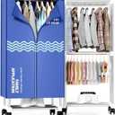 Clothes Dryer, Portable Drying Machine with Timer, 60inch Laundry Drying Wardrobe with Large Capacity, Electric Dryer/Rack for Home | Appartments (Blue)