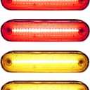 Red Amber LED Front/Rear Bumper Side Marker Lights, Compatible with Mazda Miata 1990-1997 Compatible with Mazda MX-5 1999-2005, Front and Rear Fender Marker Lamps Clear Lens